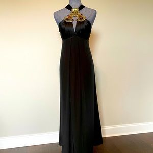 Karen Millen Black Silk Beaded Trim Gown